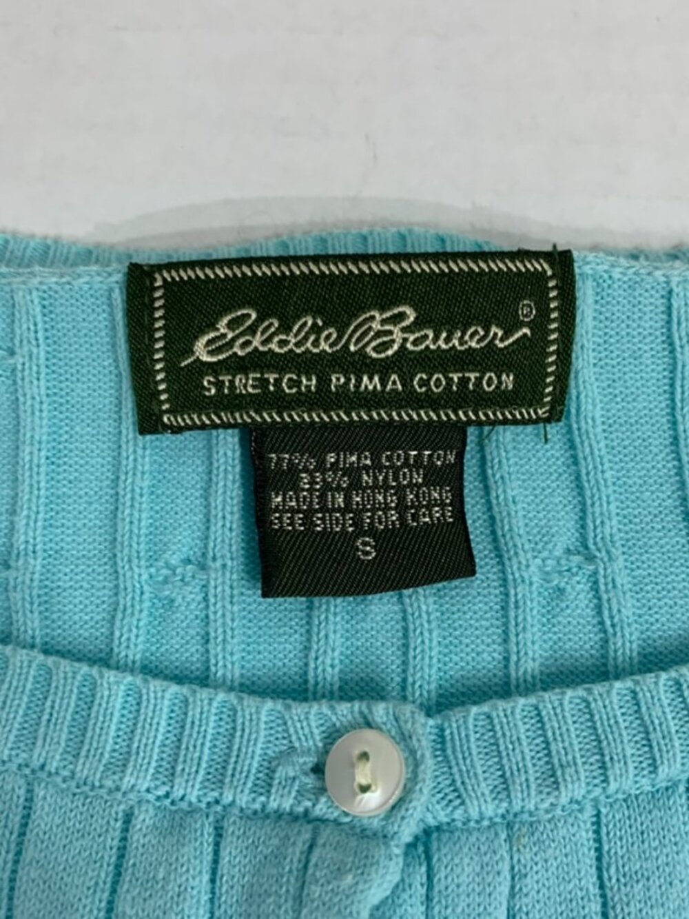 Eddie Bauer Womens Small Light Blue Cableknit Cardigan - Picture 2 of 6